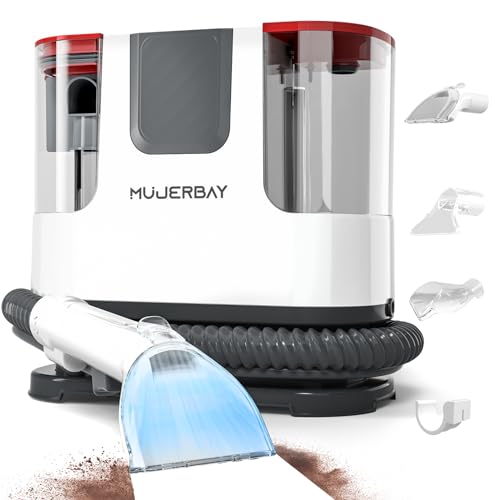 Upholstery Carpet Cleaner, MUJERBAY® 12Kpa Portable Spot and Stain Cleaner, Easy Move with Universal Wheels & Handle