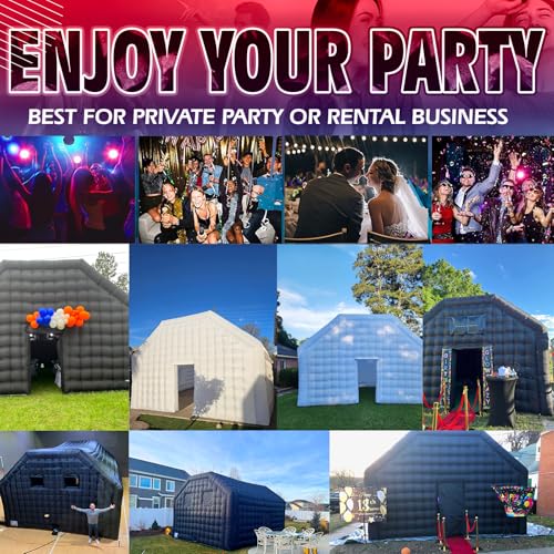 WARSUN Large Black Inflatable Nightclub 20x16.5x12Ft Inflatable Party Tent with Logo Area Inflatable Night Club Tent for Adults Wedding Birthday