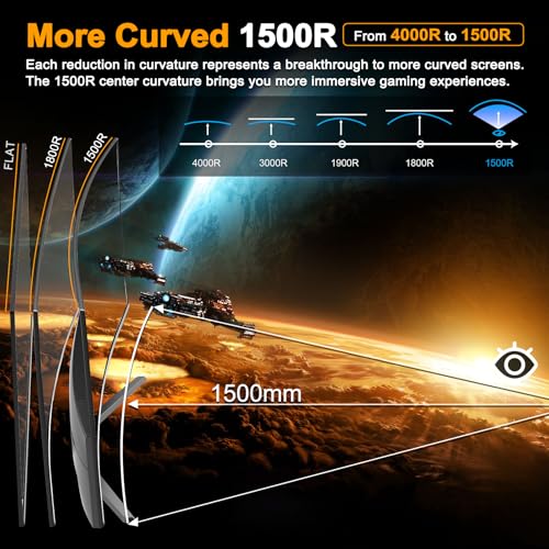 SANSUI 32 Inch Curved 240Hz Gaming Monitor High Refresh Rate, FHD 1080P Gaming PC Monitor HDMI DP1.4, Curved 1500R, 1Ms MPRT, HDR,Metal Stand
