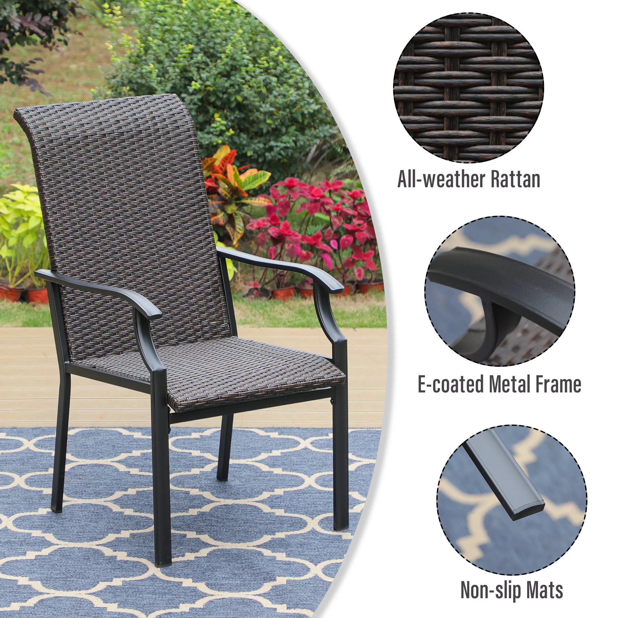 Sophia & William 9 Pieces Wicker Rattan Outdoor Patio Dining Set