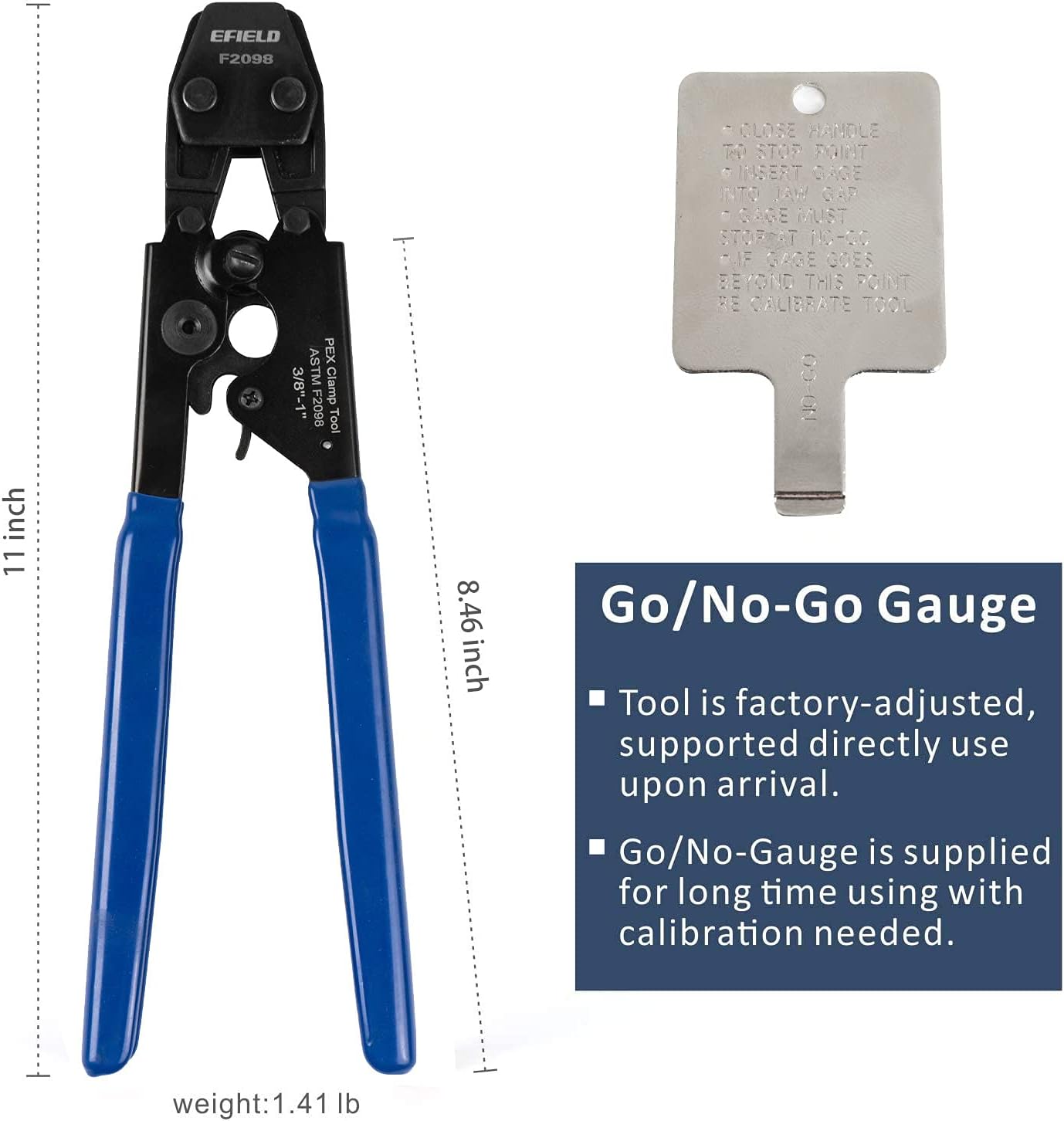 EFIELD Heavy-Duty Canvas Bag/Pex Cinch Clamp Crimping Tool for Stainless Steel Clamps from 3/8" to 1" with Pipe Cutter 20pcs 1/2"