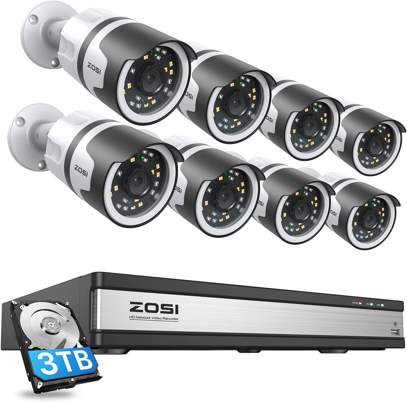 ZOSI H.265+ 1080p 16 Channel Security Camera System for Home