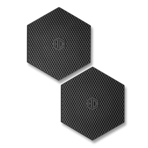 HexClad Hybrid Nonstick 6-Piece Pot Set with Trivets, 2, 3, and 8-Quart Pots with Tempered Glass Lids, 2 Silicone Trivets Included, Dishwasher Safe