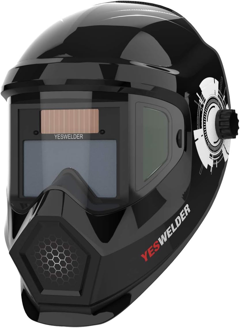 YESWELDER Large Viewing True Color Solar Powered Auto Darkening Welding Helmet with Side View