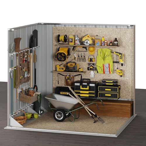 Aoxun 6.2x4 FT Shed Outdoor Storage Shed Metal Garden Shed with Lockable Doors & Slooping Roof Tool Shed Bike Shed for Backyard, Patio
