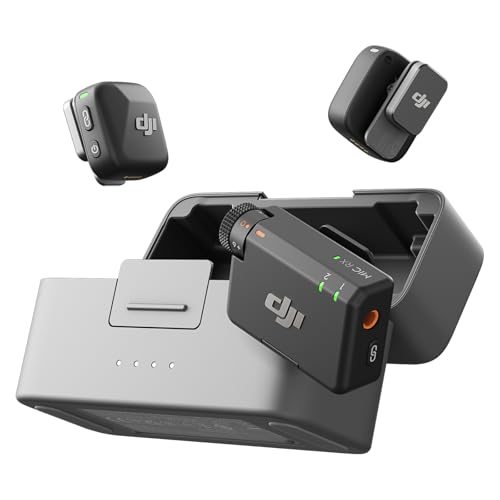 DJI Mic Mini (2 TX + 1 RX + Charging Case), Wireless Microphone for iPhone/Camera/Android, Ultralight, Detail-Rich Audio, 48h Use, Noise Cancelling