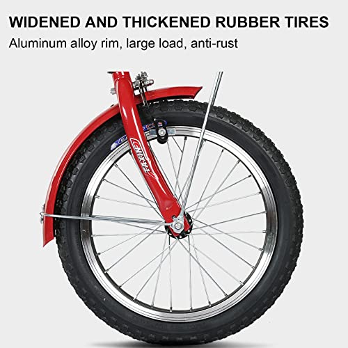 Outroad Adult Tricycle, 16 inch Cruiser Trike, Foldable Bicycle for Elderly 3 Wheel Bikes with Back,Cargo Basket and Comfortable Seat for Seniors