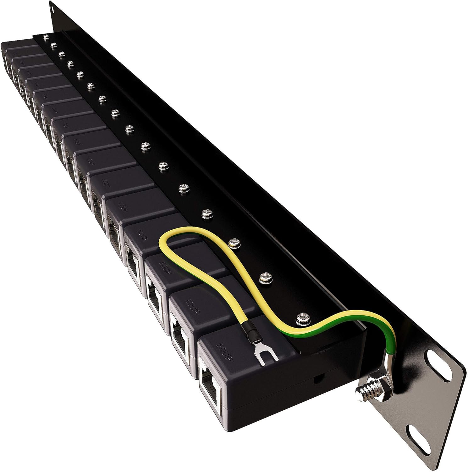 Ethernet Surge Protector 19" RackMount (16 Port) PoE+ Gigabit (Server Rack Mount 1U) -Gas Discharge Tube -RJ45 Lightning Suppressor -LAN Network