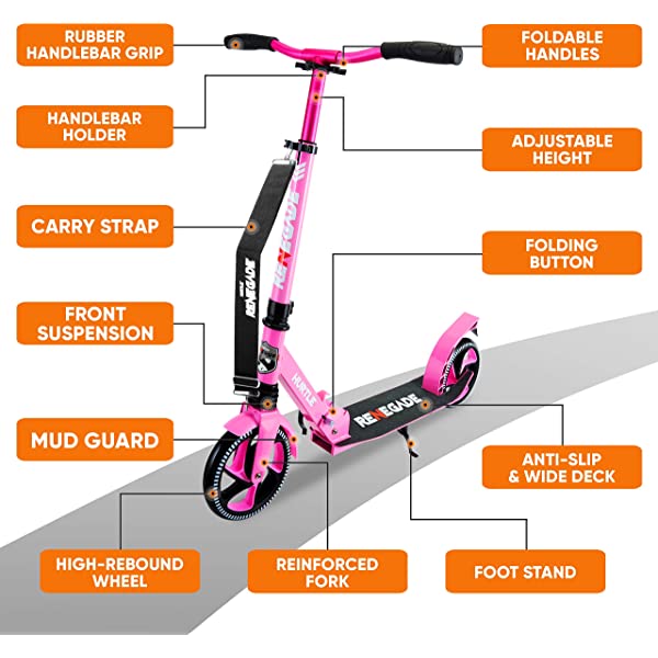 Hurtle Scooter &ndash; Scooter for Teenager &ndash; Kick Scooter &ndash; 2 Wheel Scooter with Adjustable T-Bar Handlebar &ndash