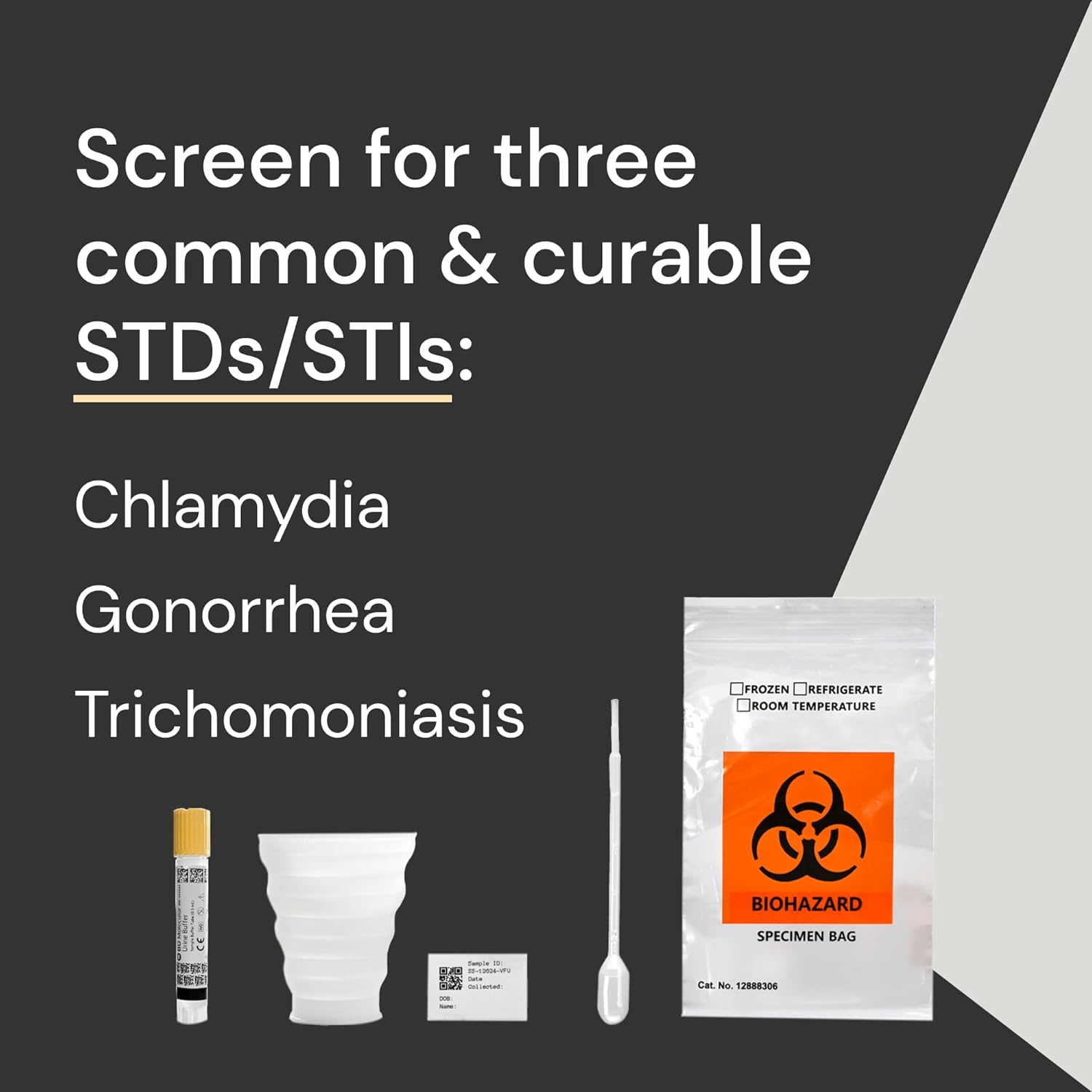At-Home STD Test for Chlamydia, Gonorrhea, and Trichomoniasis - Tests for 3 Most Common STDs - STD Testing Kit