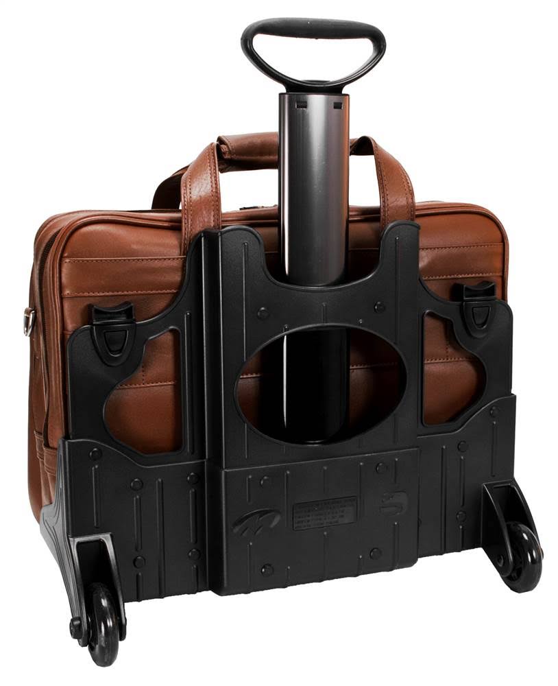 McKlein USA Ohare Leather Fly Through Checkpoint Friendly 17x22 Detachable Wheeled Laptop Case Brown