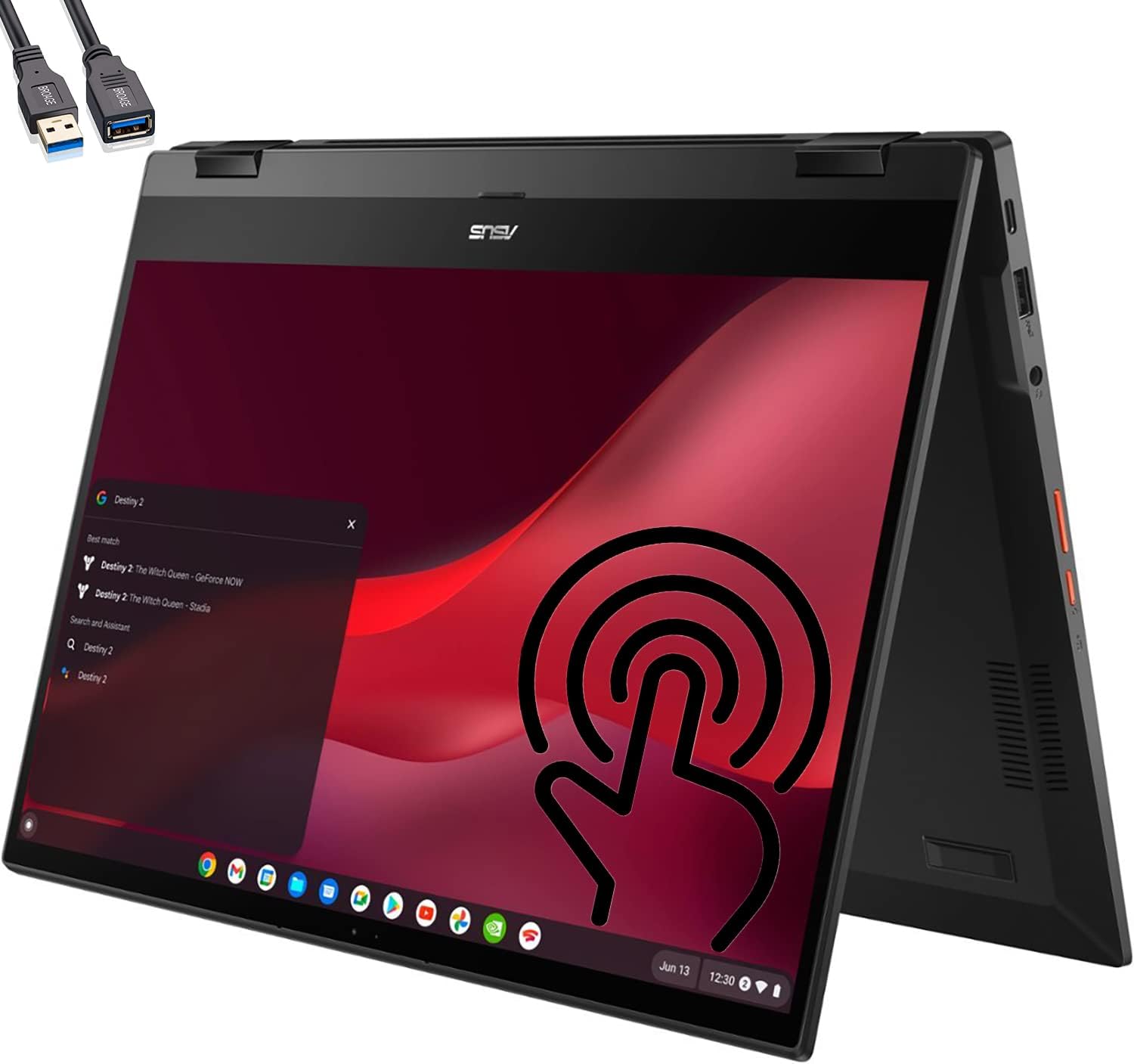 ASUS Cloud Gaming Chromebook Vibe CX55 Flip 15.6'' Touchscreen 144Hz FHD 2in1 Laptop, Intel Quad-Core i5-1135G7 (Beat i7-1065G7), 8GB LPDDR4X RAM