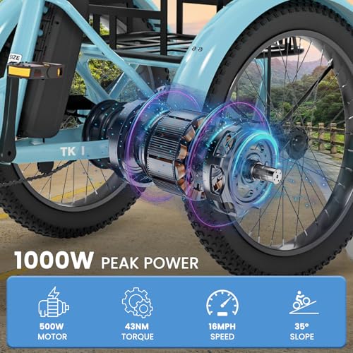MOONCOOL Electric Trike, Electric Tricycle for Adults, 20" Folding 3 Wheels Electric Bicycle Bikes