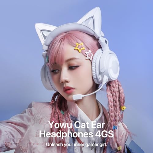 YOWU Cat Ear Headphones 4GS -Wireless Bluetooth Noise Cancelling Headphones