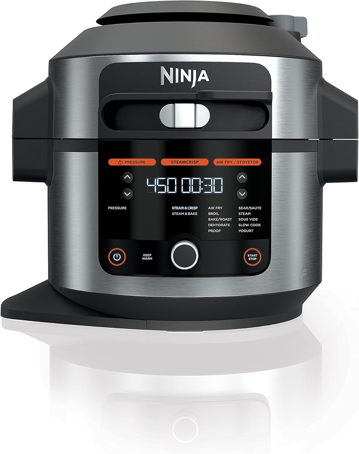 Ninja OL701 Foodi 14-in-1 SMART XL 8 Qt. Pressure Cooker Steam Fryer with SmartLid & Thermometer + Auto-Steam Release, that Air Fries, Proofs & More