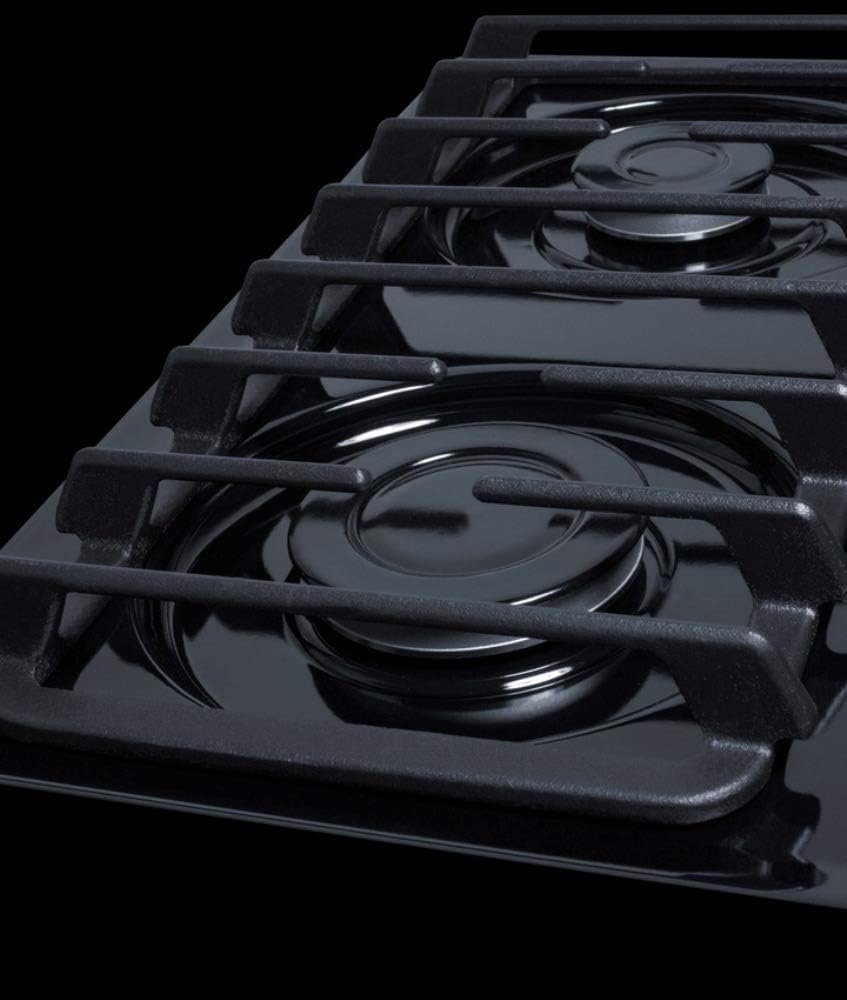 Summit Appliance TTL053S 30" Wide Sealed 4-Burner Gas Cooktop in Black with Cast Iron Grates and Electronic/Gas Spark Ignition