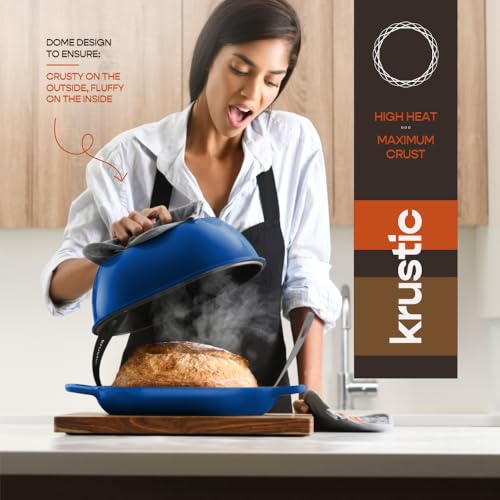 Enameled Cast Iron Dutch Oven for Professional Sourdough Bread Baking | 5.5 Quart Loaf Size Oval Cookware Pot with Lid | Triple-Layer Enamel Coating