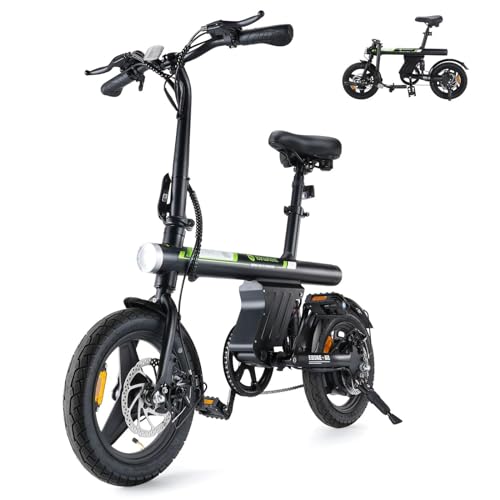isinwheel U1 Electric Bike, 500W Motor, 20 mph, Folding Ebike, 14"/16"/20" Adults Electric Bicycles, 280.8Wh Battery, 25 Miles PAS Range, Black