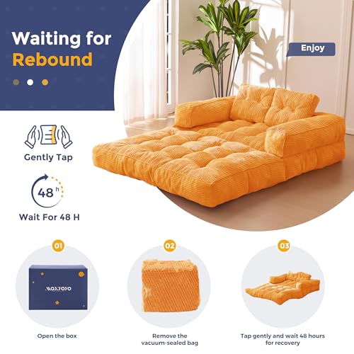 MAXYOYO Folding Sofa Bed, L-Shaped Convertible Sofa Bed with Armrest Foldable Sleeper Couch with Pillow