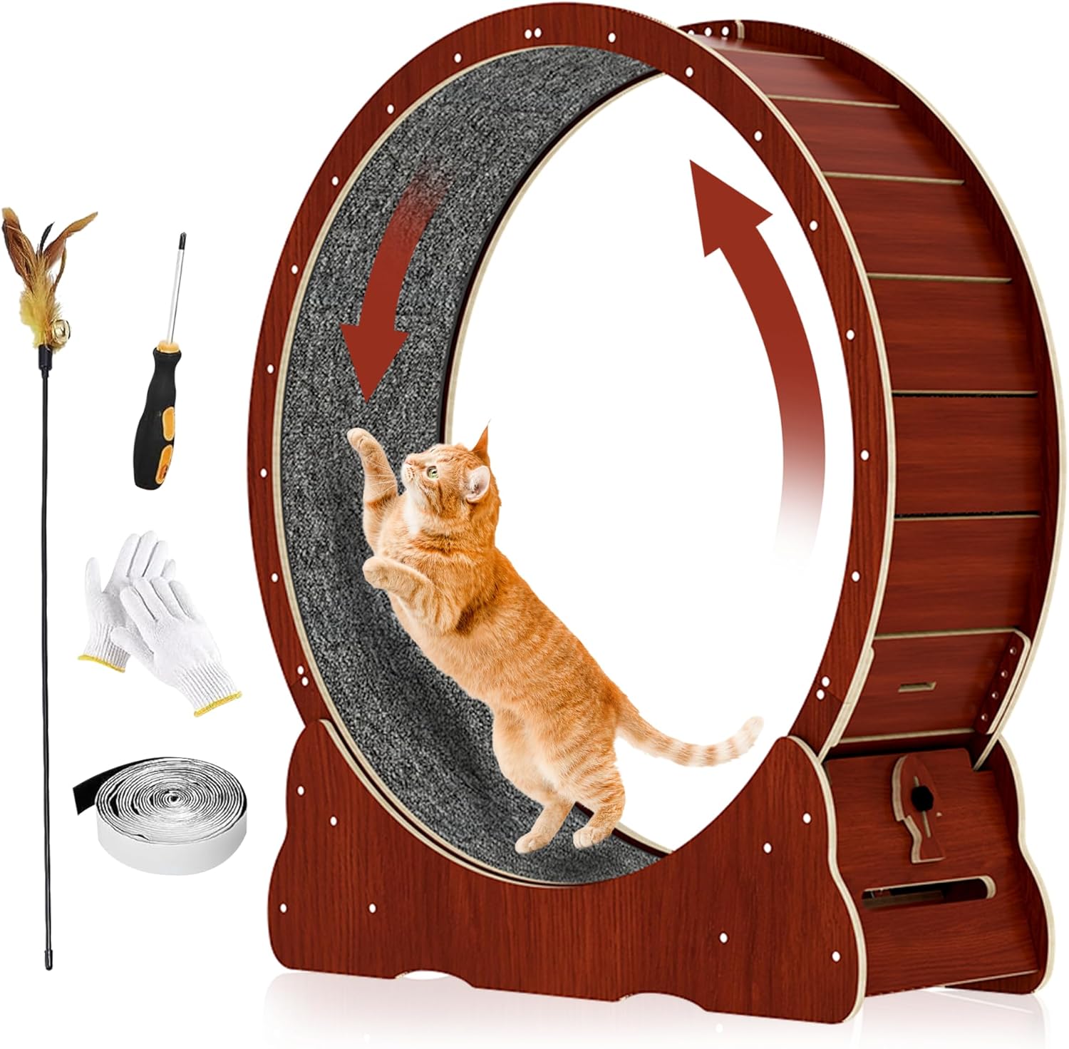 Cat Exercise Wheel - Larger Wheel for Any Size Cat - Stable and Quiet Cat Wheel Exerciser for Indoor Cats