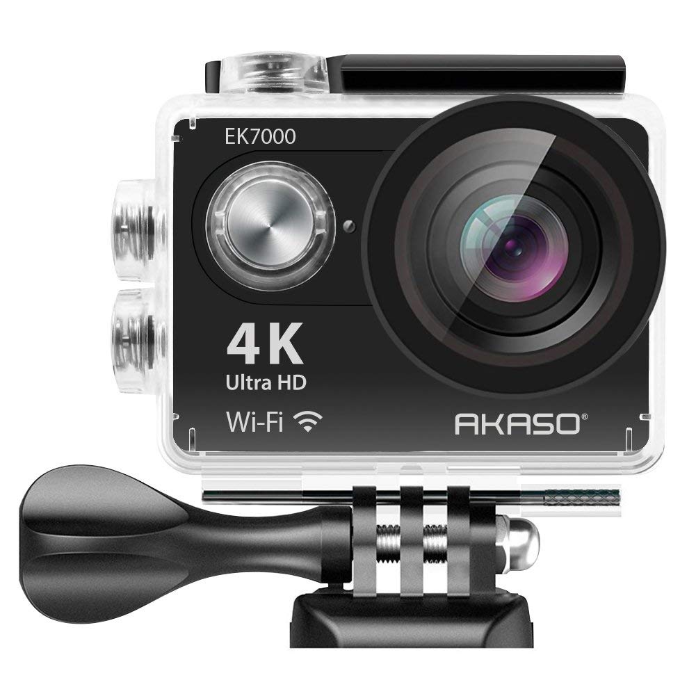 AKASO EK7000 4K Video WiFi Action Camera Ultra HD Waterproof DV Camcorder 12MP 170 Degree Wide Angle LCD (Black) with Wireless Remote Custom Case