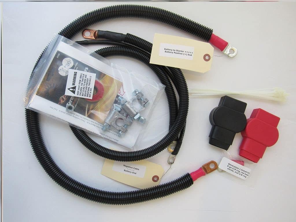 Custom Battery Cables Compatible/Replacement kit for Dodge Battery Cable Kit for Gen 1 5.9L Single Battery 1989-1993 2/0