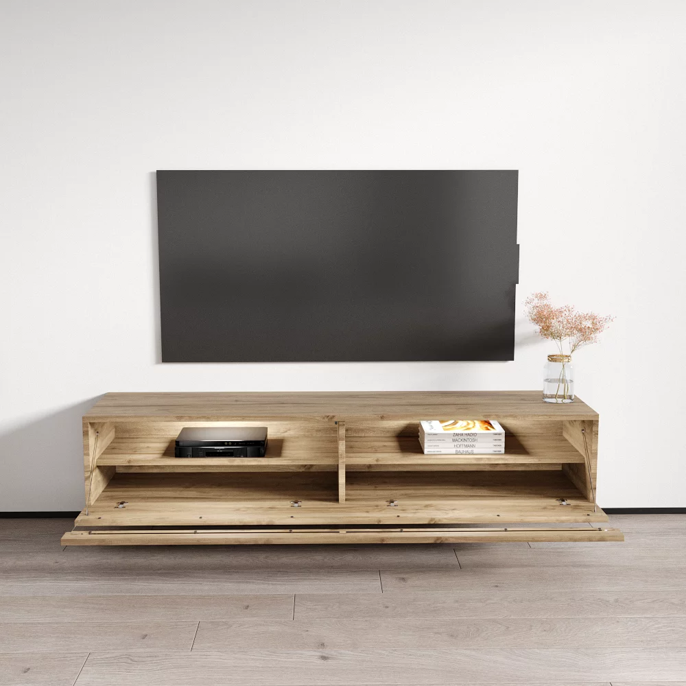 Fly Type-35 Floating TV Stand for TVs up to 70", Modern High Gloss 63" Entertainment Center