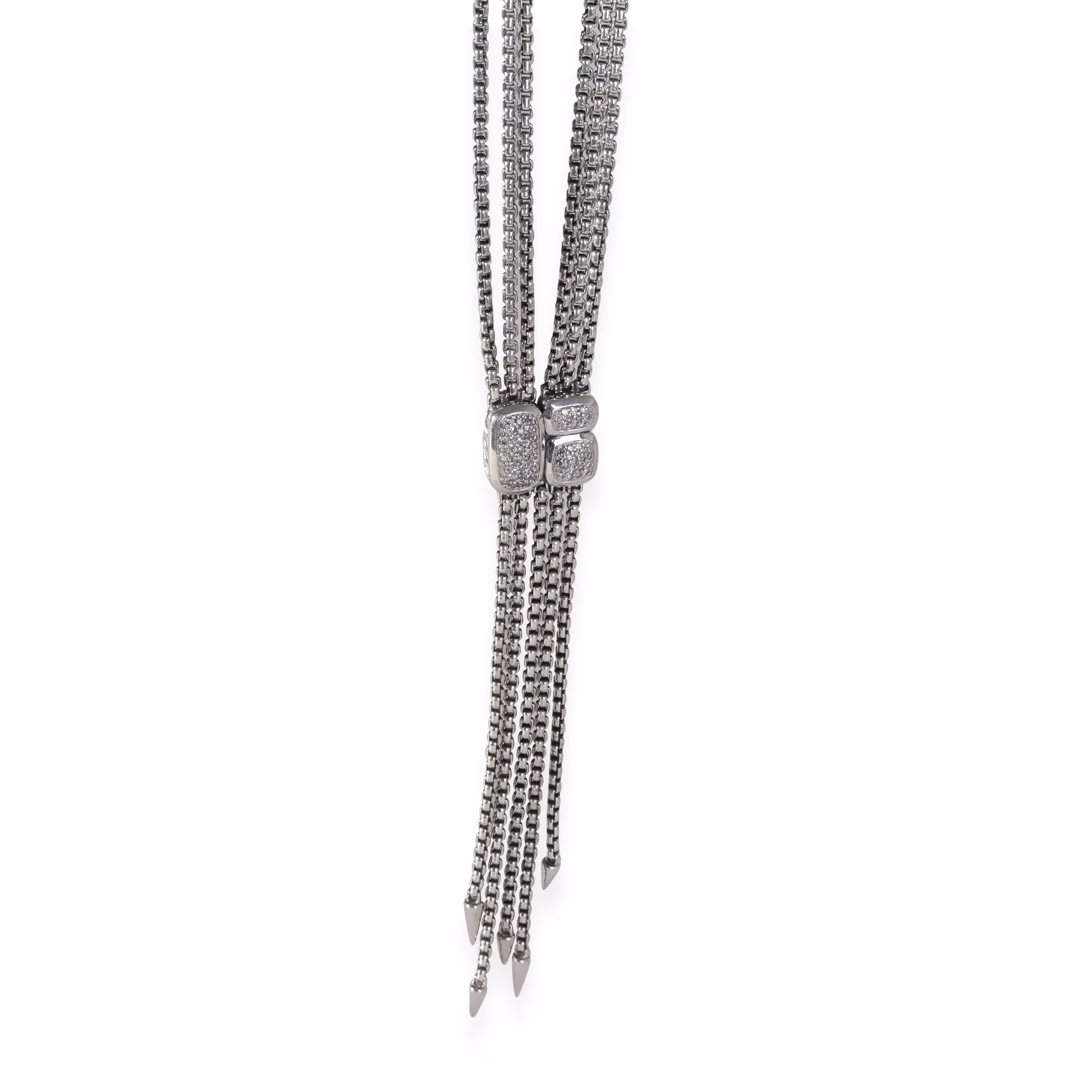 David Yurman Confetti Diamond Lariat Style Necklace, Sterling Silver 0.1 CTW Pre-Owned