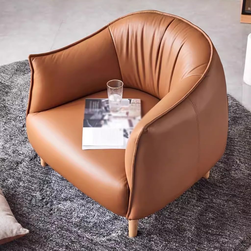 Couch for Living Room Leather Sofa Modern Minimalist Solid Wood Sofa Chair Nordic Small Apartment Living Room Light Luxury Single Sofa Samll Sofa
