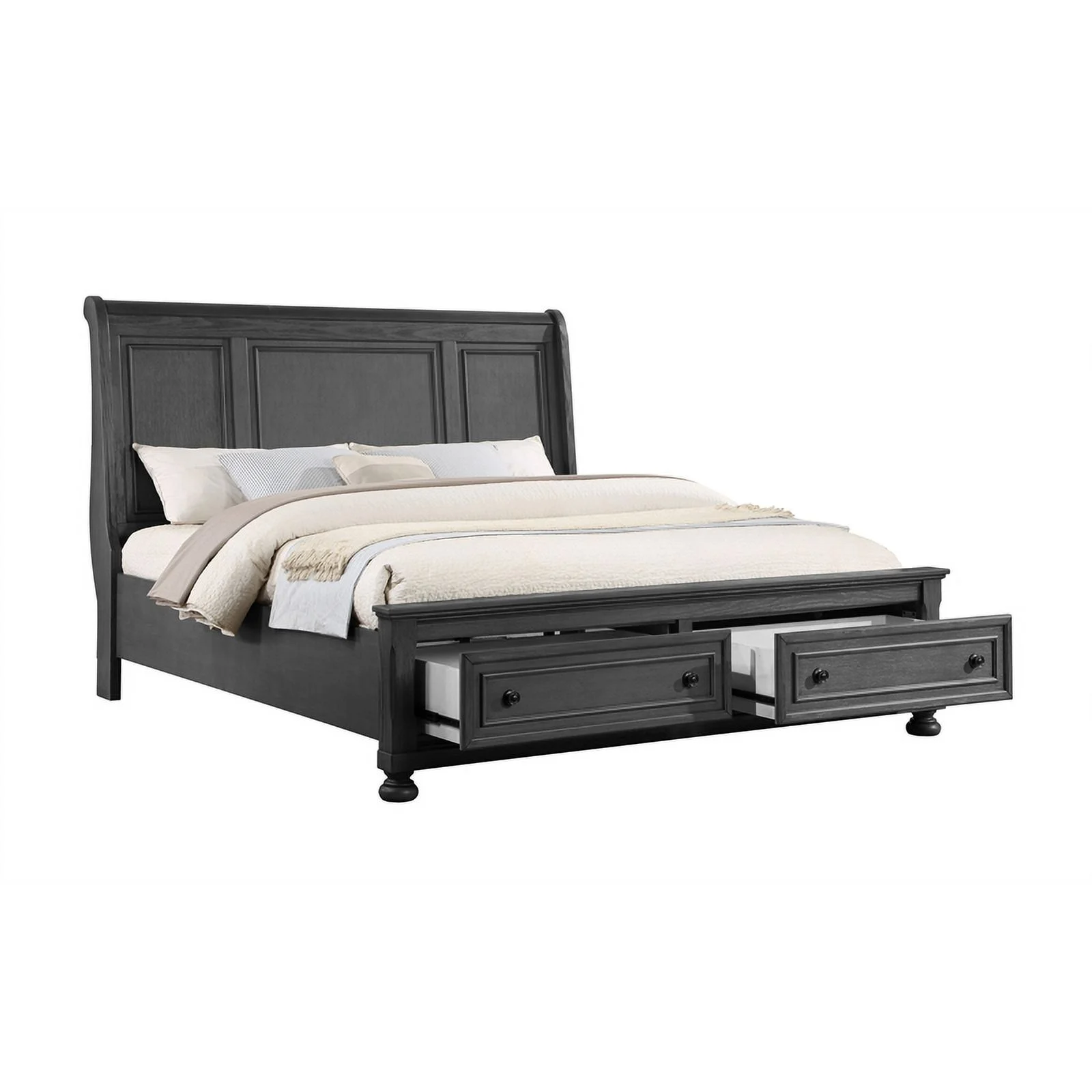 Pemberly Row Modern 5PC King Bedroom Set Made with Wood & Rustic Gray Finish