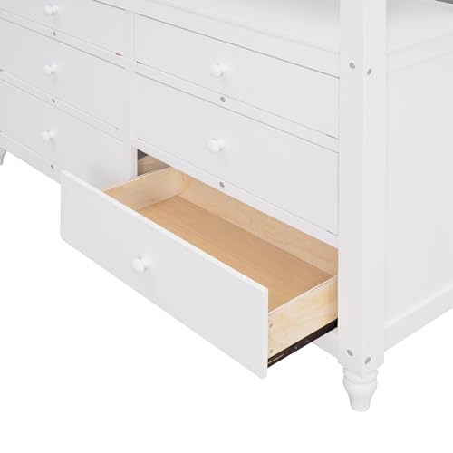 Harper & Bright Designs Full Loft Bed with Desk and Wardrobe,Solid Wood Loft Bed Frame Full with Storage Drawers for Kids Teens Adults