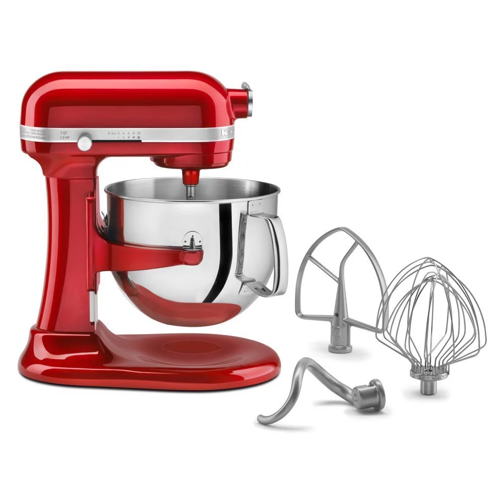 KitchenAid Professional 7-Quart Super Big Biggest Capacity Large RRKSM7581CA 7-Quart Bowl Largest Lift Stand Mixer Candy Apple Red (Certified