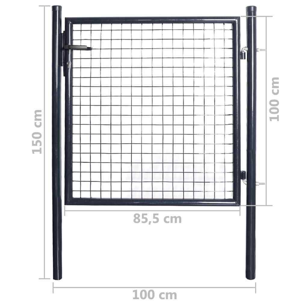 vidaXL Mesh Garden Gate Galvanised Steel 33.7x22x39.4x22 Gray