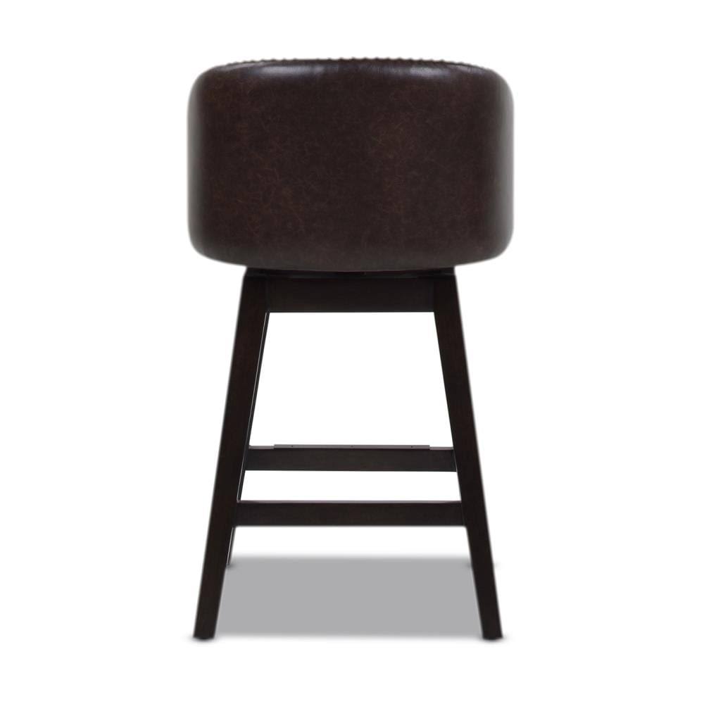 Jennifer Taylor Home Davidson 26x22 Faux Leather Swivel Counter Height Bar Stool in Vintage Brown