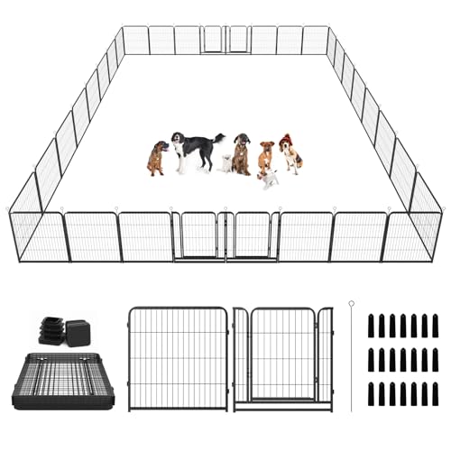 Dog Playpen Outdoor Extra Wide 12 Panels Heavy Duty Anti-Rust Coating-Strengthened Dog Fence 40" Height with Doors Portable for RV Camping Yard