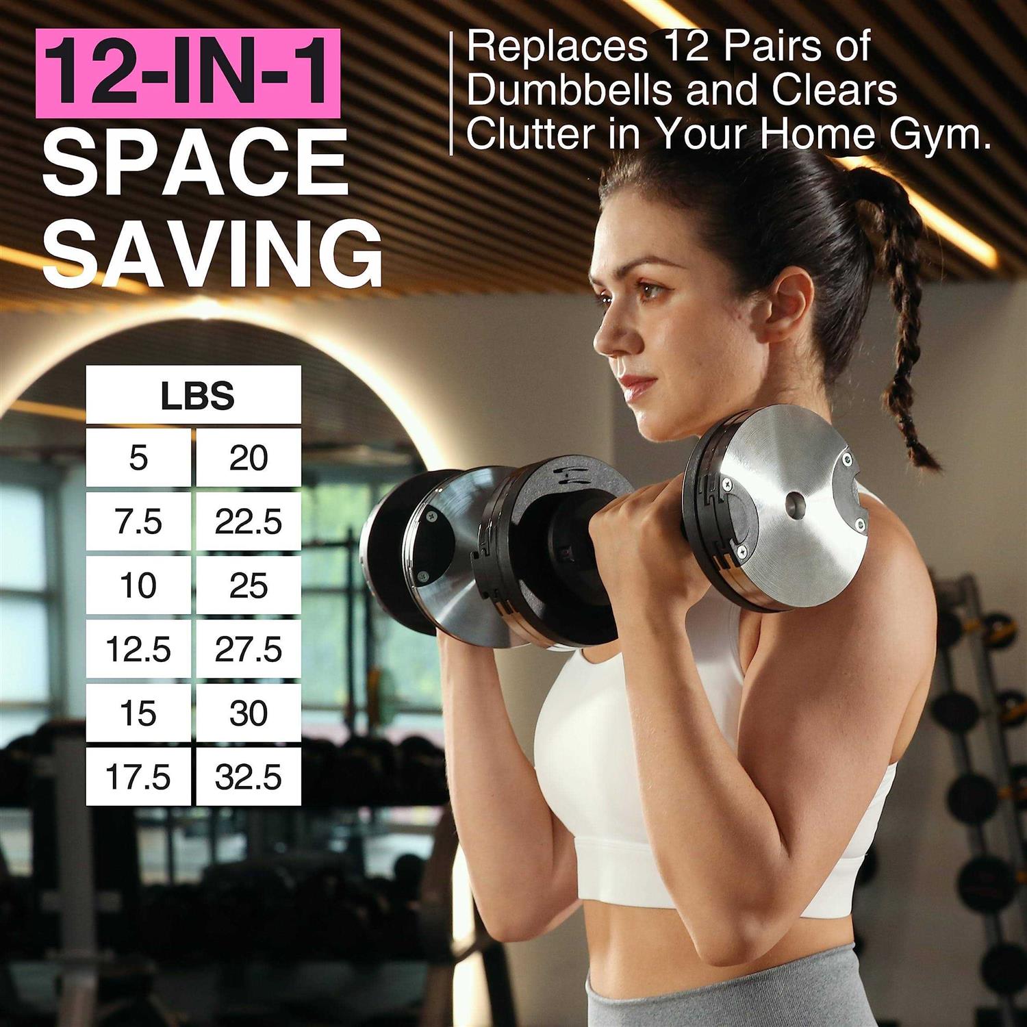 Finer Form Adjustable Dumbbells 5-32.5 LBs - Sports Supplies Online Store