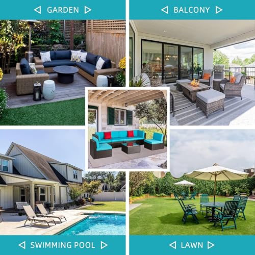 Shintenchi 6 Pieces Patio Furniture Sets Outdoor All-Weather Sectional Patio Sofa Set PE Rattan Manual Weaving Wicker Patio Conversation Set with