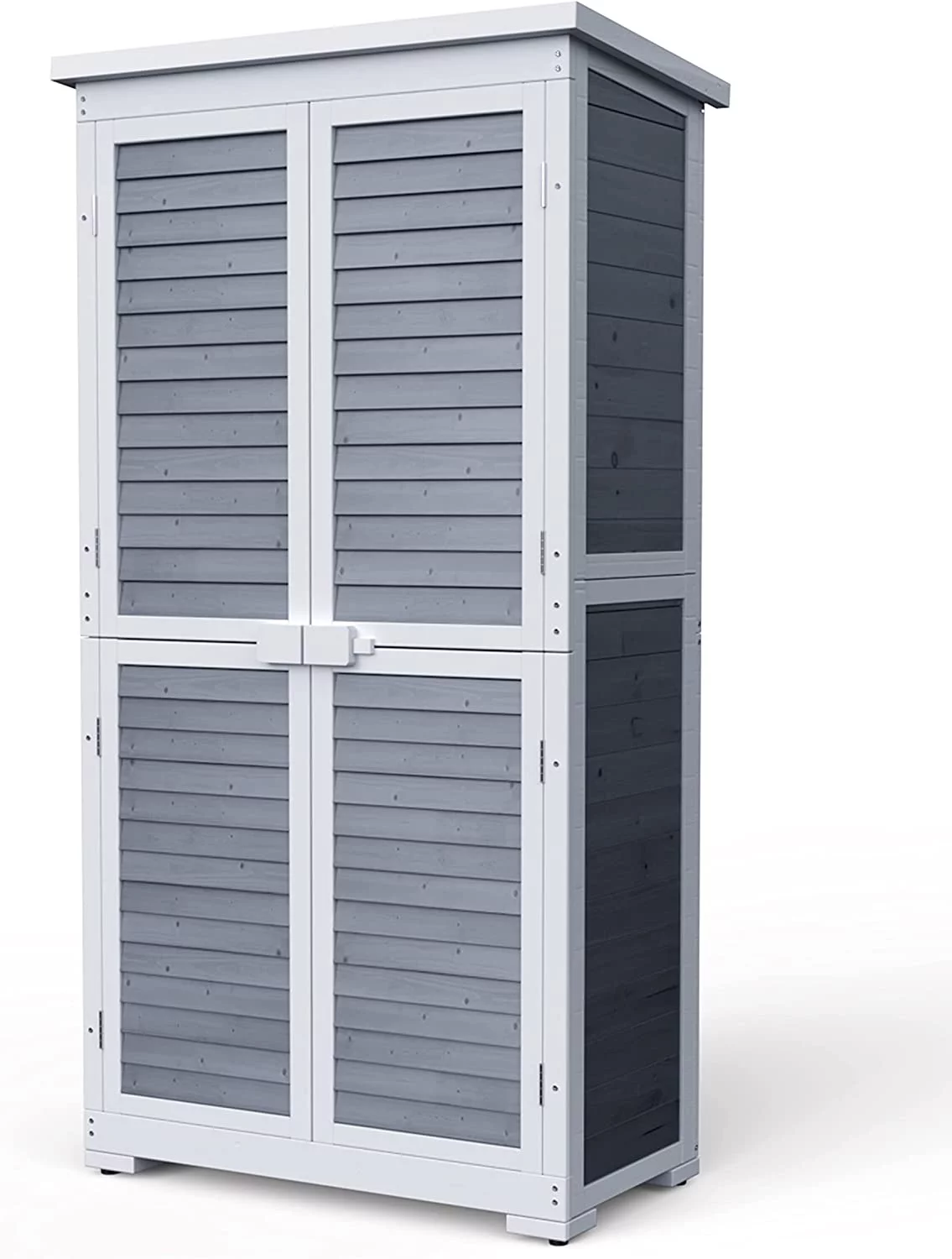 Lofka Outdoor Storage Cabinet Garden Shed w/ Asphalt Roof, Gray - Radiant Selections