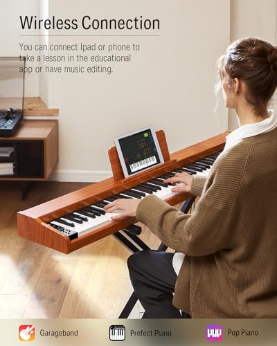 Donner DEP-1S Piano Keyboard 88 Keys, Beginner Digital Piano with 88 Key Velocity-Sensitive Keyboard, Record, Bluetooth, Chord