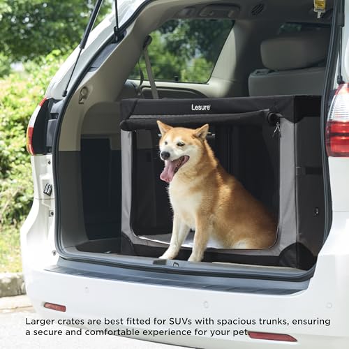 Lesure Soft Collapsible Dog Crate - 42 Inch Portable Travel Crate for Extra Large Dogs Indoor & Outdoor