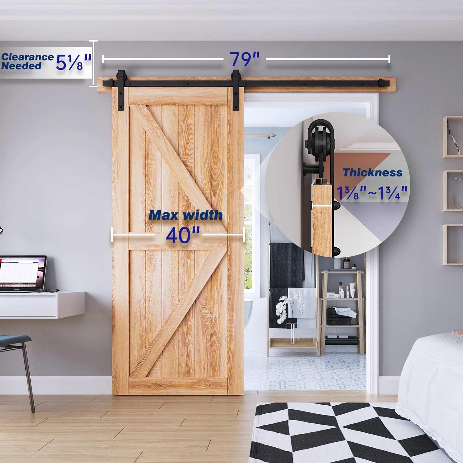 EaseLife 6.6 FT Heavy Duty Sliding Barn Door Hardware Track Kit,Basic J Pulley,Slide Smoothly Quietly