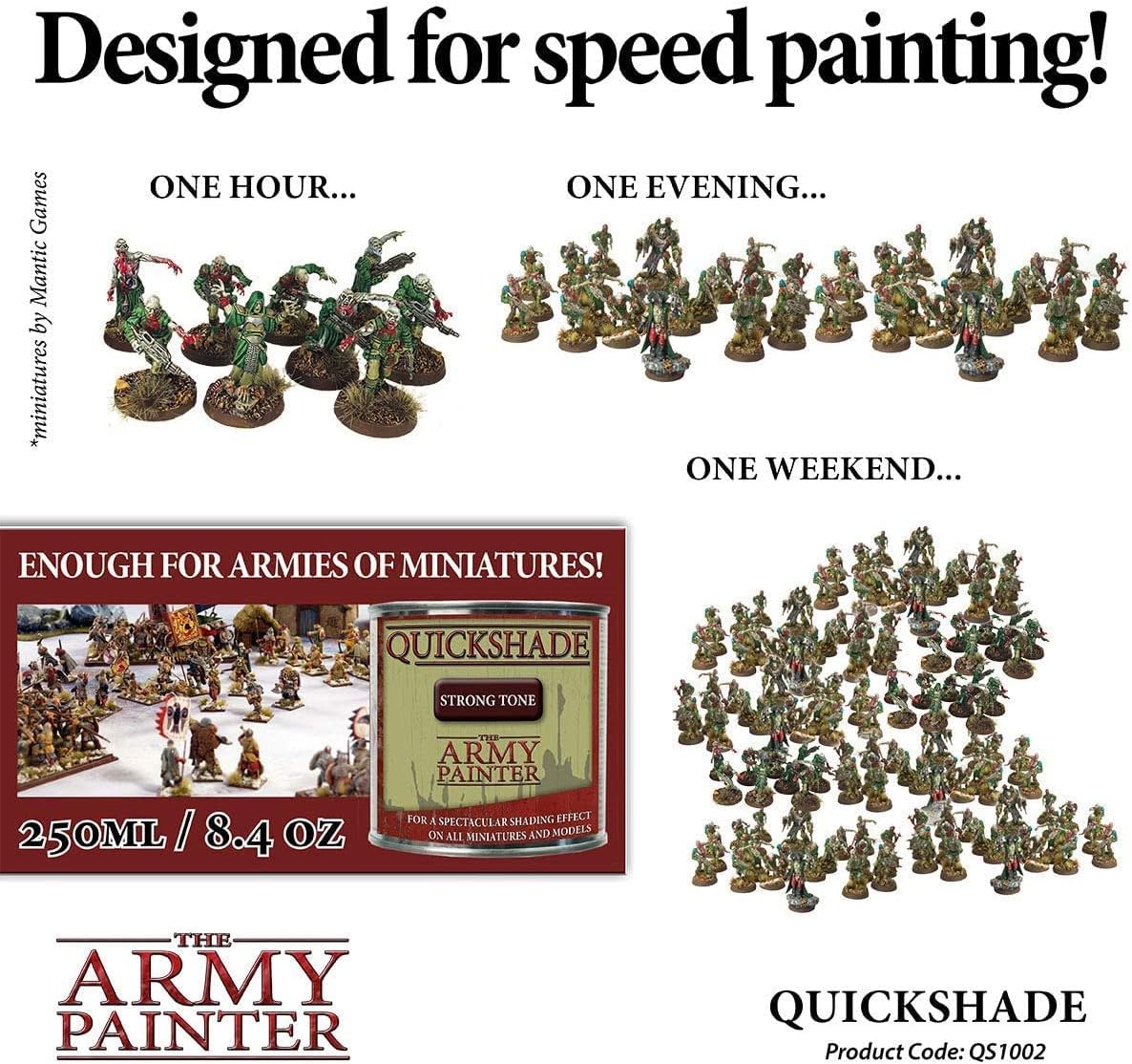 The Army Painter 3pcs Quickshade Varnish Set for Miniature Painting- Strong Tone Model Paint Quickshade- Top Coat Finish Acrylic Varnish for Acrylic