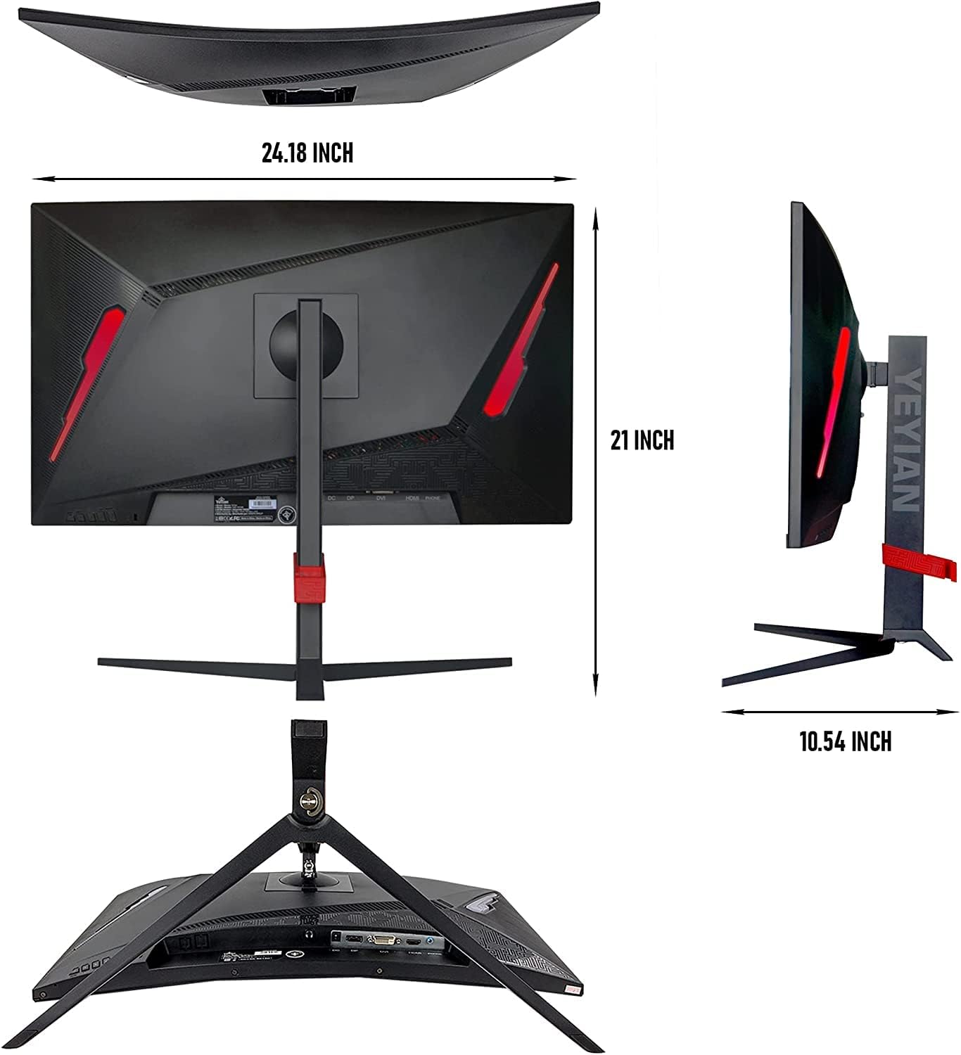 YEYIAN Sigurd 3001 27” Curved PC Gaming Frameless LED Multistand Monitor, 1080P HD, 165Hz, 1ms, 3000:1, 16:9, 178°, 16.7M Colors, G-Sync, FreeSync