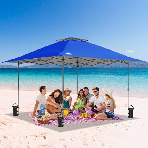 EAGLE PEAK 13x13 Straight Leg Pop Up Canopy Tent Instant Outdoor Canopy Easy Single Person Set up Folding Shelter w/Auto Extending Eaves 169 Square