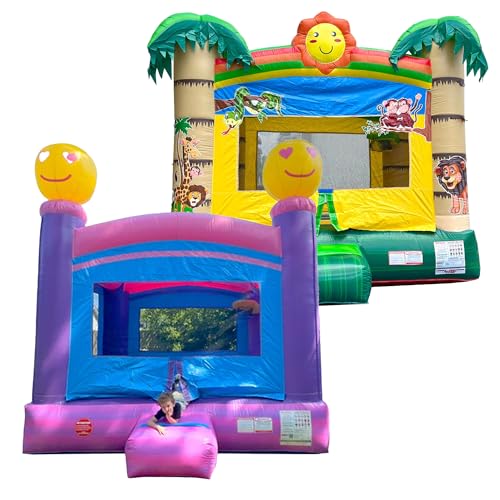 Crossover Inflatable Bounce House, Commercial Grade Party Playhouse Bundle, for Kids & Toddlers, Backyard Outdoor Jump Fun, w/Blowers