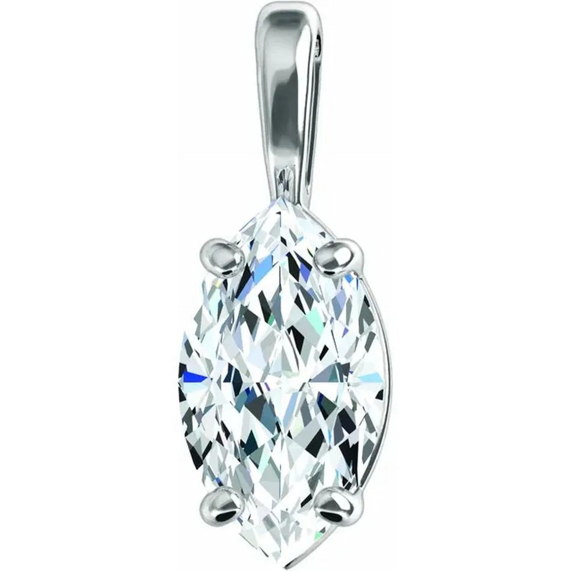 Marquise Diamond Solitaire Pendant Necklace 14k White Gold (0.73 Ct,G Color,VS2 Clarity) IGL Certified