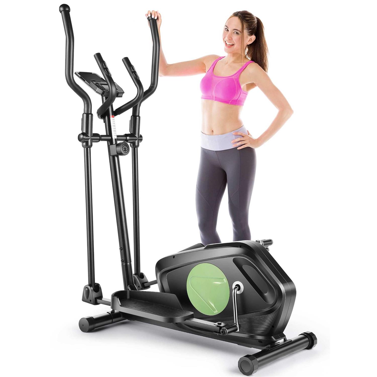 Elliptical Machine 8 Levels Elliptical Trainers with Heart Rate Sensor LCD Monitor Smooth Quiet Driven for Home Gym Office 390lbs Capacity 15inch