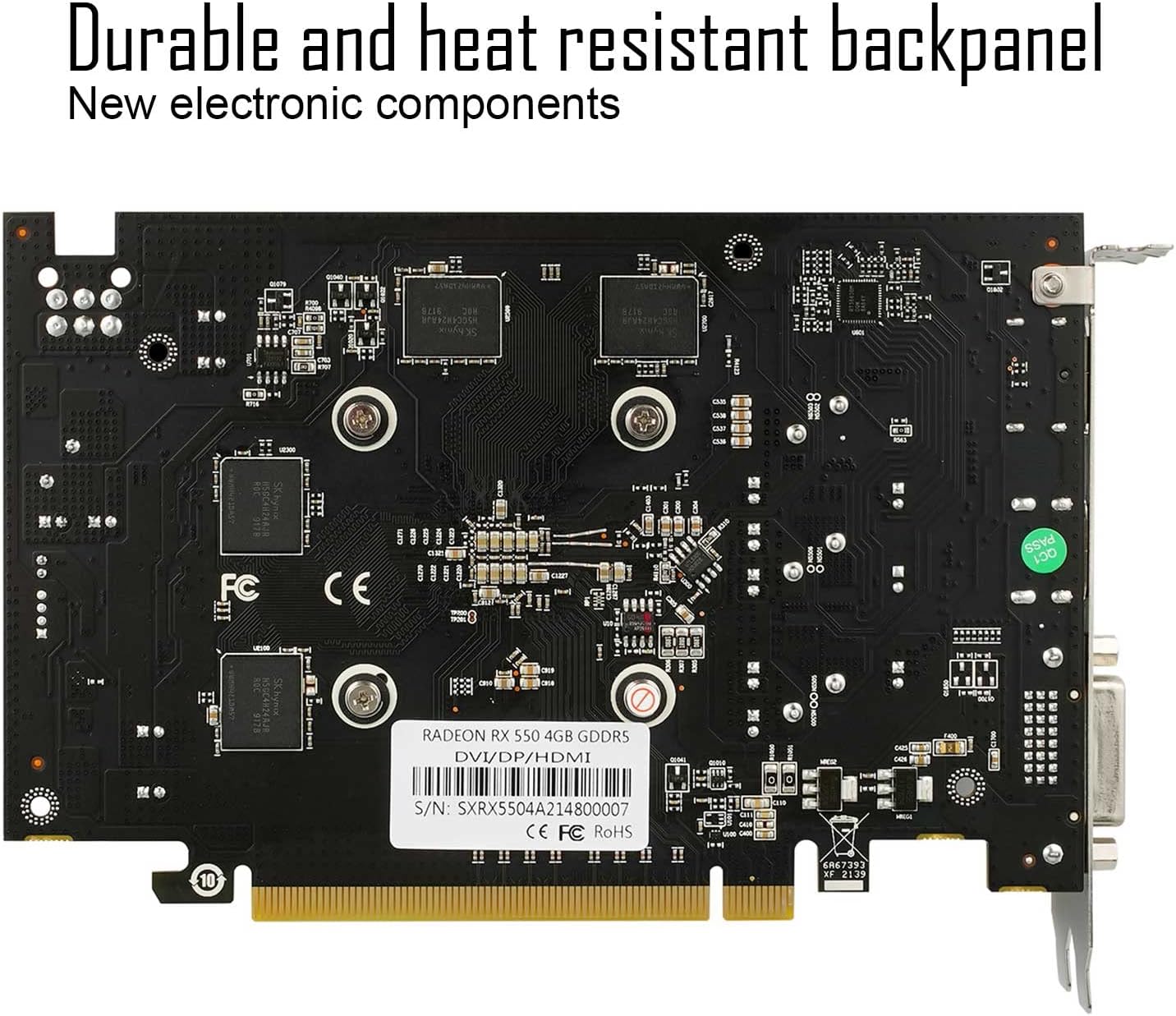 SAPLOS Radeon RX 550 Low Profile Graphics Card, 4GB, GDDR5, 128-bit, VGA/DVI-D/HDMI, Video Card for PC Gaming, 4k@60Hz Output, Computer GPU