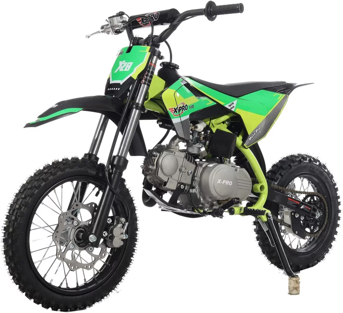 X-Pro Brand New 110cc Pit Dirt Bike, with Semi-Automatic Transmission Big Kick Start 14"/12" Tires - Curated Treasures Market