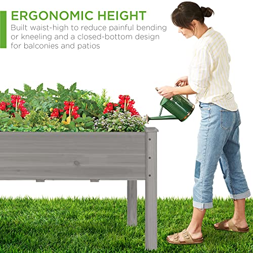 Best Choice Products 72x23x30in Raised Garden Bed, Elevated Wood Planter Box Stand for Backyard, Patio, Balcony w/Divider Panel, 6 Legs